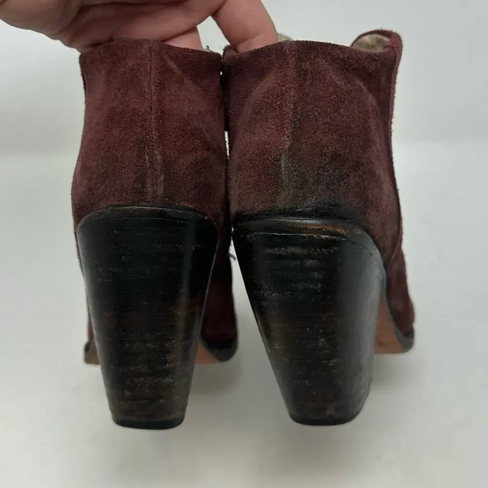 Freebird By Steven Womens Detroit Ankle Boots Booties Burgundy Leather Zip 8
